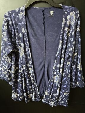 Old Navy Navy Blue Floral Open-Front Cardigan